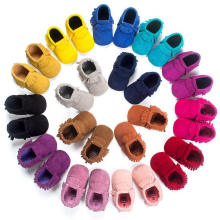 Moda Nubuck &amp; Tassels Infant Toddler Mocasines Soft Sole Baby Shoes
